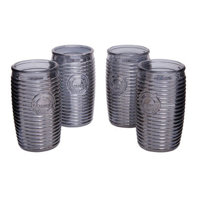 Shop Dayla Set Of Four Grey Ribbed Glass Tumblers from Orsina