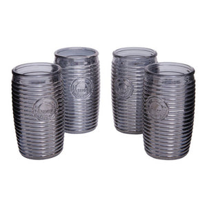 Set of Four Grey Ribbed Glass Tumblers | Dayla