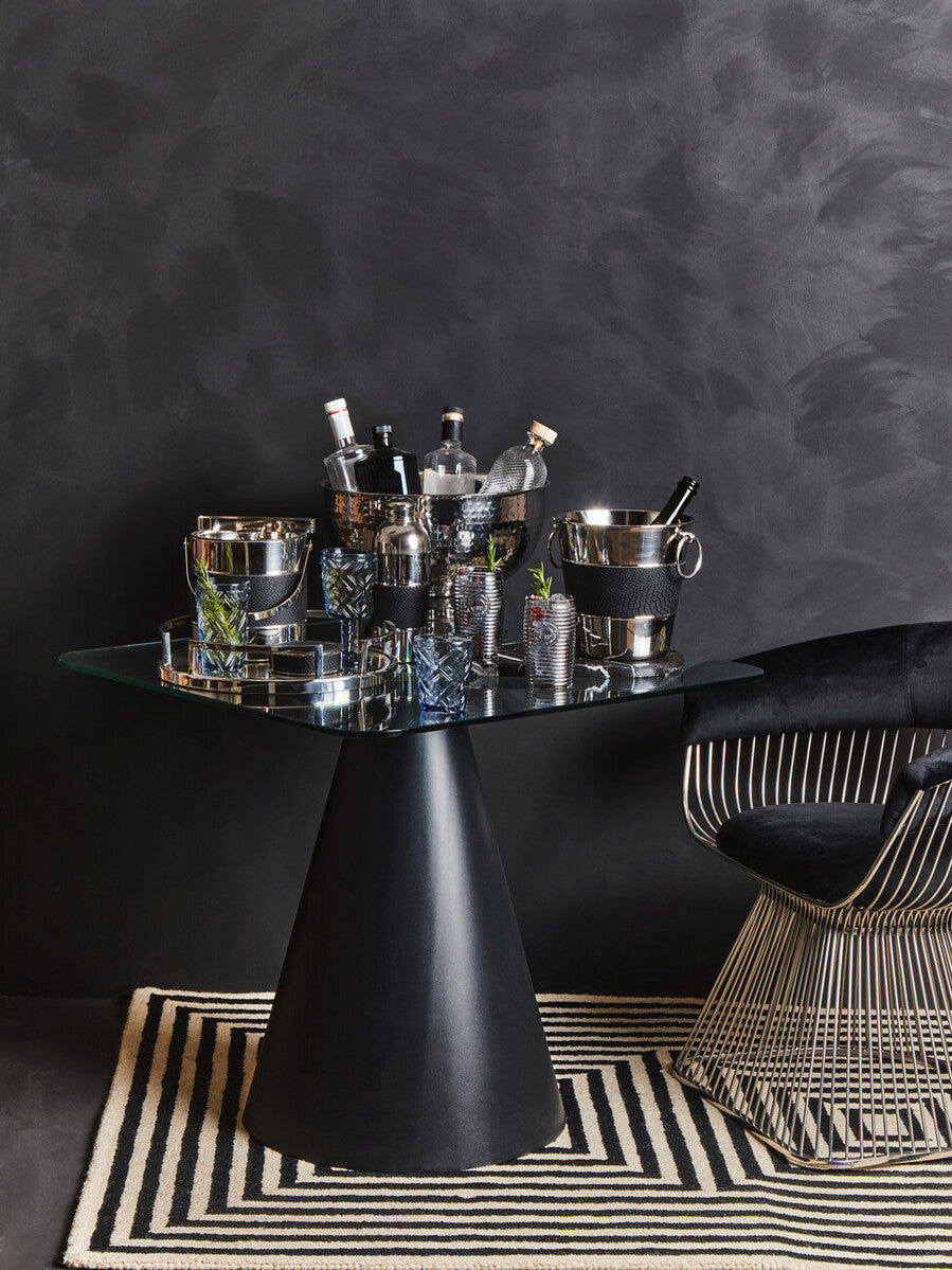 Dayla Set Of Four Grey Ribbed Glass Tumblers