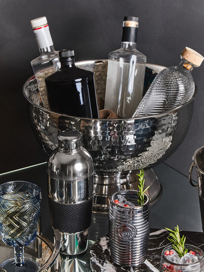 Dayla Set Of Four Grey Ribbed Glass Tumblers