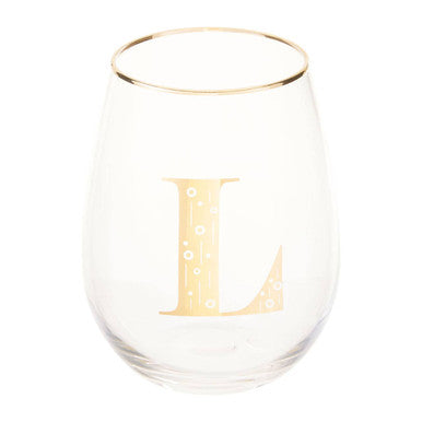 Clear glass with gold rim and letter &