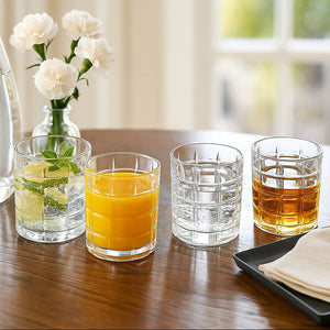 Set of Four Check Glass Tumblers | Auclair