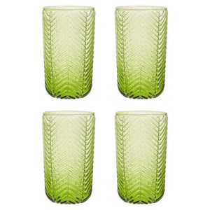 Fleur Set Of Four Green Highball Glasses