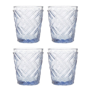 Set of Four Embossed Blue Tumblers | Fleur