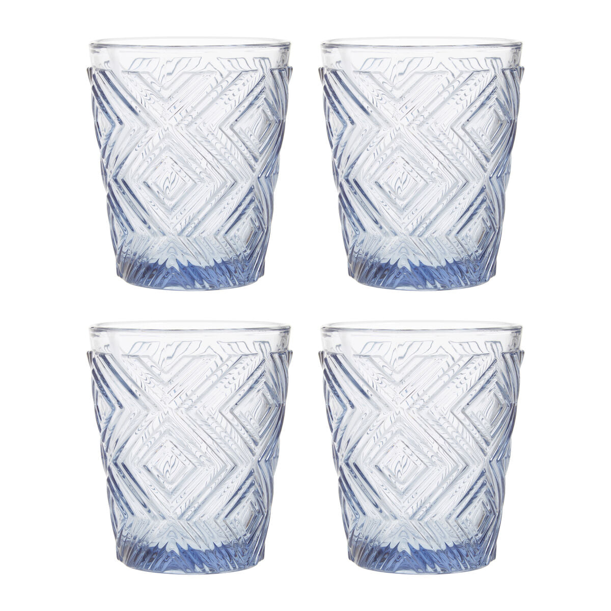 Fleur Set Of Four Embossed Blue Tumblers