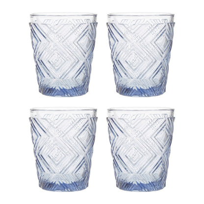 Fleur Set Of Four Embossed Blue Tumblers