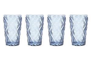 Fleur Set Of Four Blue Highball Glasses