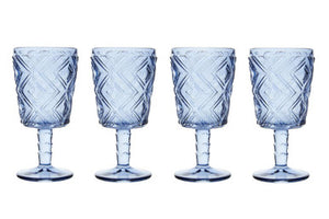 Fleur Set Of Four Blue Wine Glasses