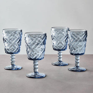 Set of Four Blue Wine Glasses | Fleur