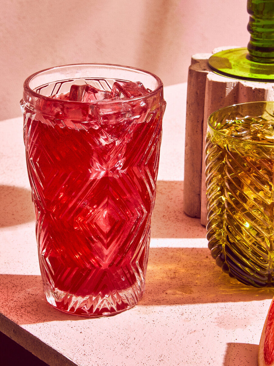 Fleur Set Of Four Clear Highball Glasses