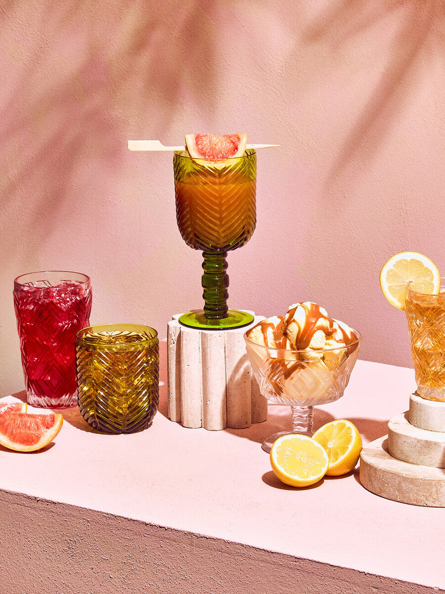 Fleur Set Of Four Clear Highball Glasses