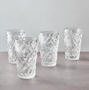 Fleur Set Of Four Clear Highball Glasses