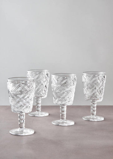 Fleur Set Of Four Clear Wine Glasses
