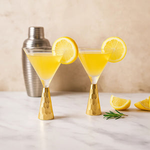 Set of Two Wine Glasses with Gold Finish Stem | Astrid