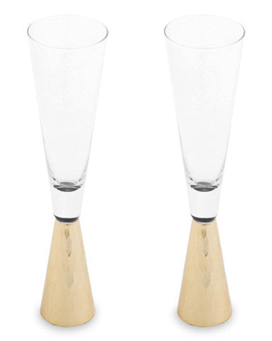 Astrid Set Of Two Champagne Glasses With Gold Finish Stem