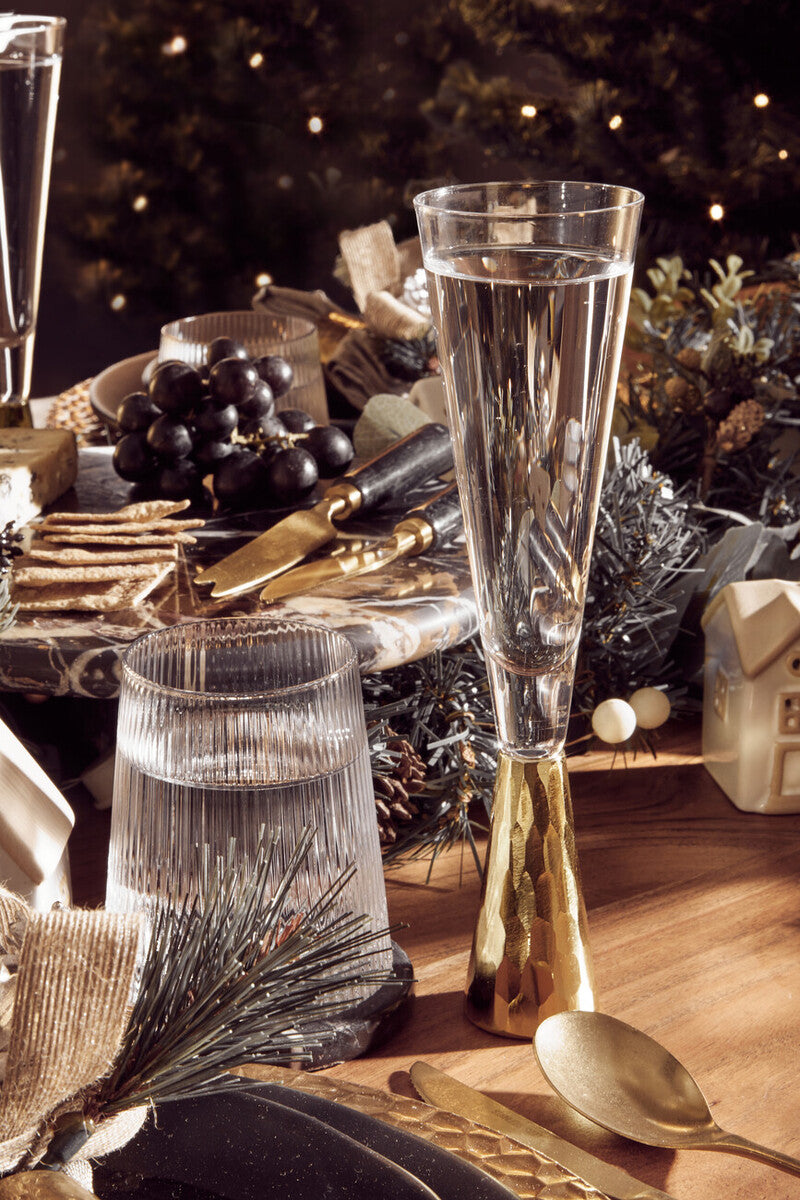 Astrid Set Of Two Champagne Glasses With Gold Finish Stem