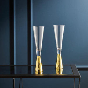 Set of Two Champagne Glasses with Gold Finish Stem | Astrid