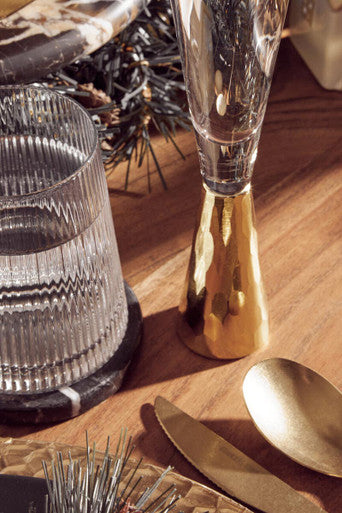Astrid Set Of Two Champagne Glasses With Gold Finish Stem