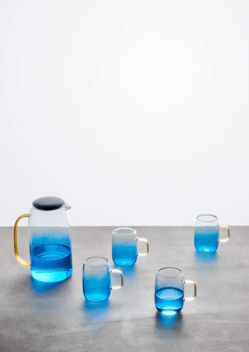 Noa Glass Ombre Blue Pitcher And Cup Set