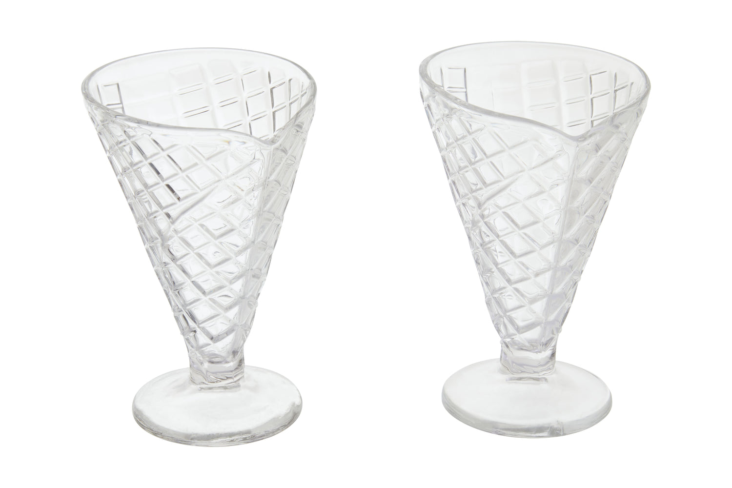 Set of four Torta tapered glass sundae dishes arranged for dessert serving