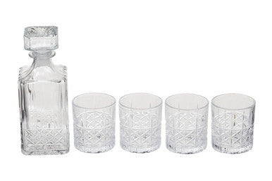 Dayla Diamond Pattern Decanter With Four Glasses