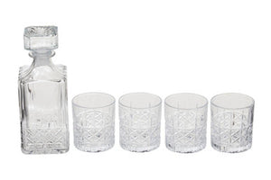 Dayla Diamond Pattern Decanter With Four Glasses