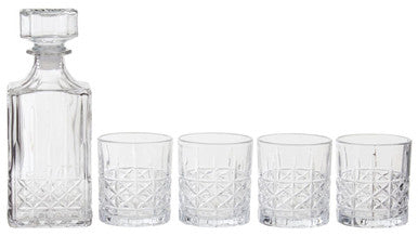 Dayla Diamond Pattern Decanter With Four Glasses