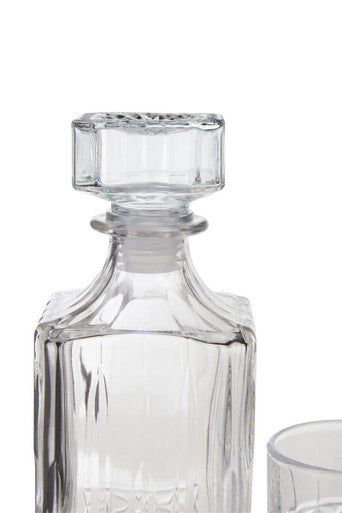 Dayla Diamond Pattern Decanter With Four Glasses