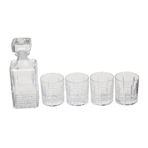 Dayla Ribbed Pattern Decanter With Four Glasses