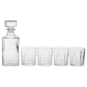 Dayla Ribbed Pattern Decanter With Four Glasses