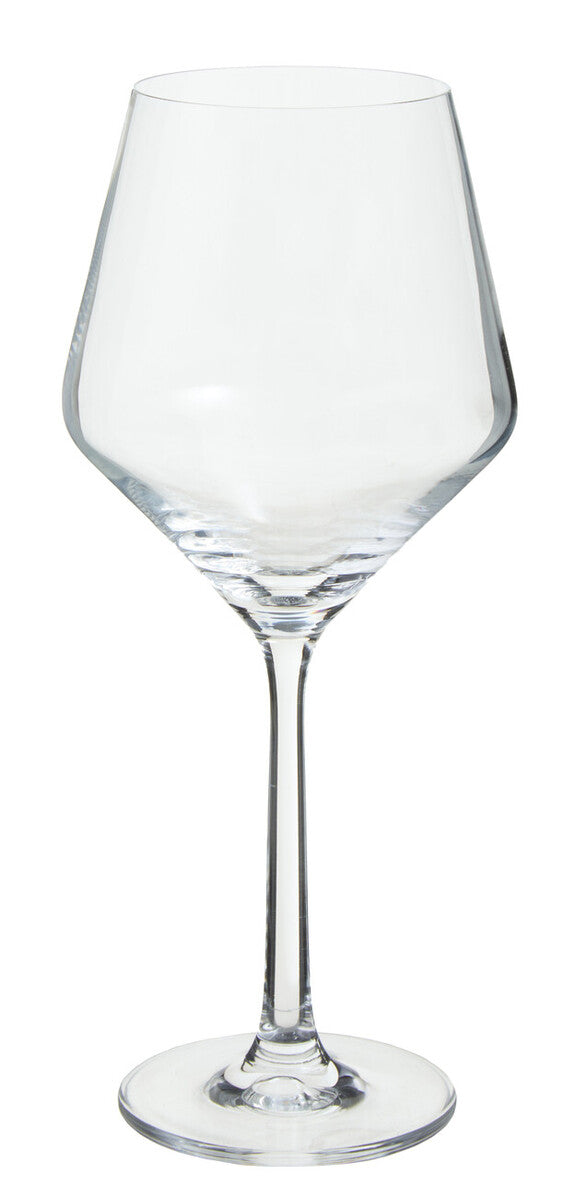 Clear wine glass on a white background