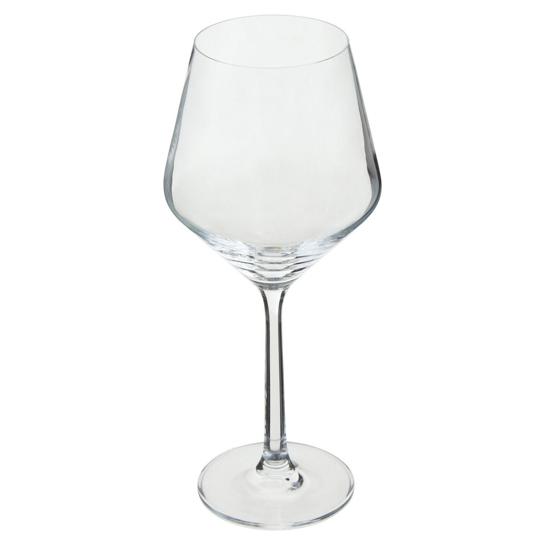 Clear wine glass on a white background