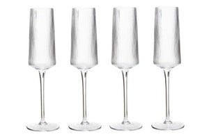 Set of Four Ribbed Champagne Glasses | Eldon