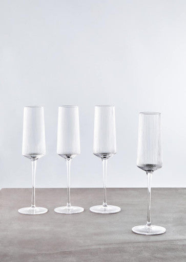 Eldon Set Of Four Ribbed Champagne Glasses
