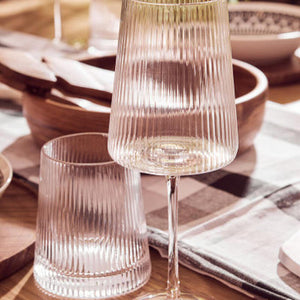 Set of Four Ribbed Wine Glasses 430ml | Eldon