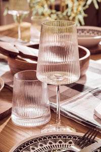 Eldon Set of Four Ribbed Wine Glasses 430ml