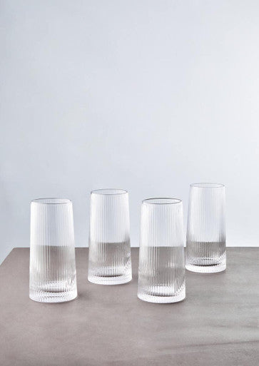 Eldon Set Of Four Ribbed Hi Ball Glasses