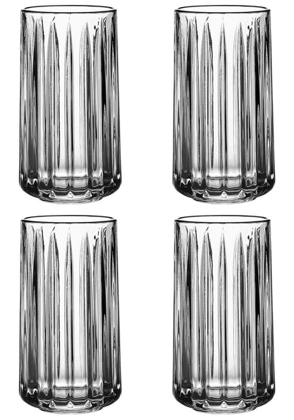Beaufort Set of 4 Ribbed Hi Ball Glasses 350ml