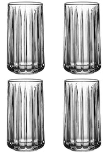 Beaufort Set of Four 350ml Clear Ribbed Hi Ball Glasses