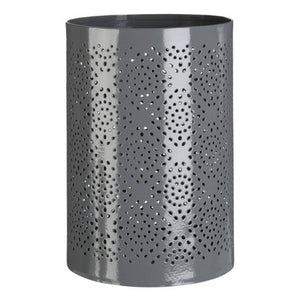 Punched Grey Finish Large Candle Holder | Punched Candle Holder