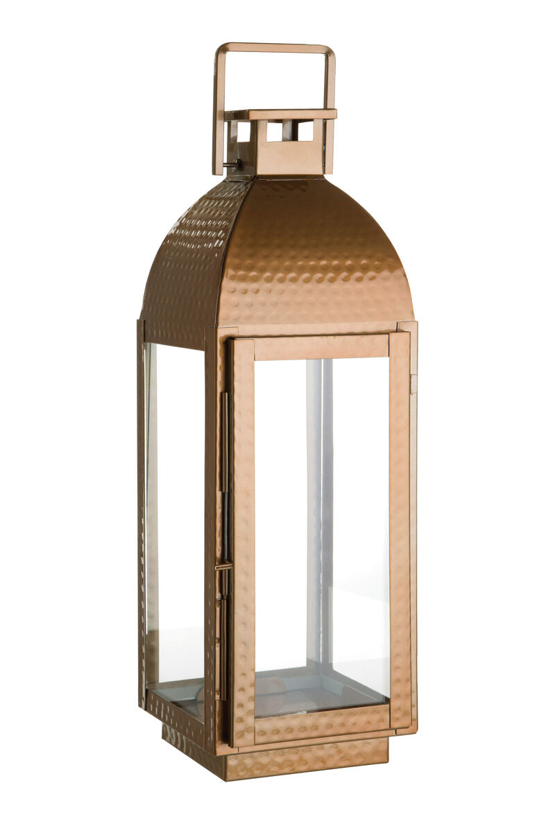 Bronze lantern with a glass front on a white background