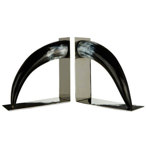 Set of Two Buffalo Bookends | Horn