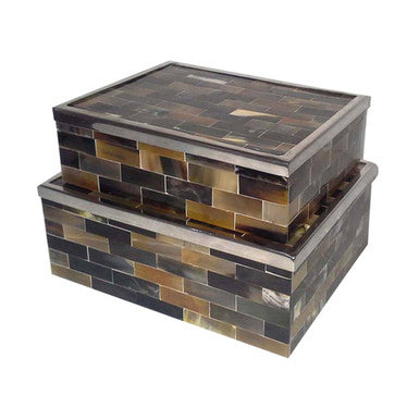 Complements Buffalo Horn Trinket Boxes - Set of 2