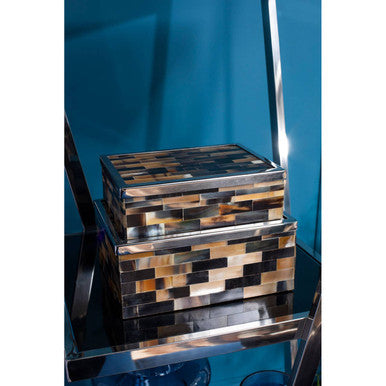 Complements Buffalo Horn Trinket Boxes - Set of 2