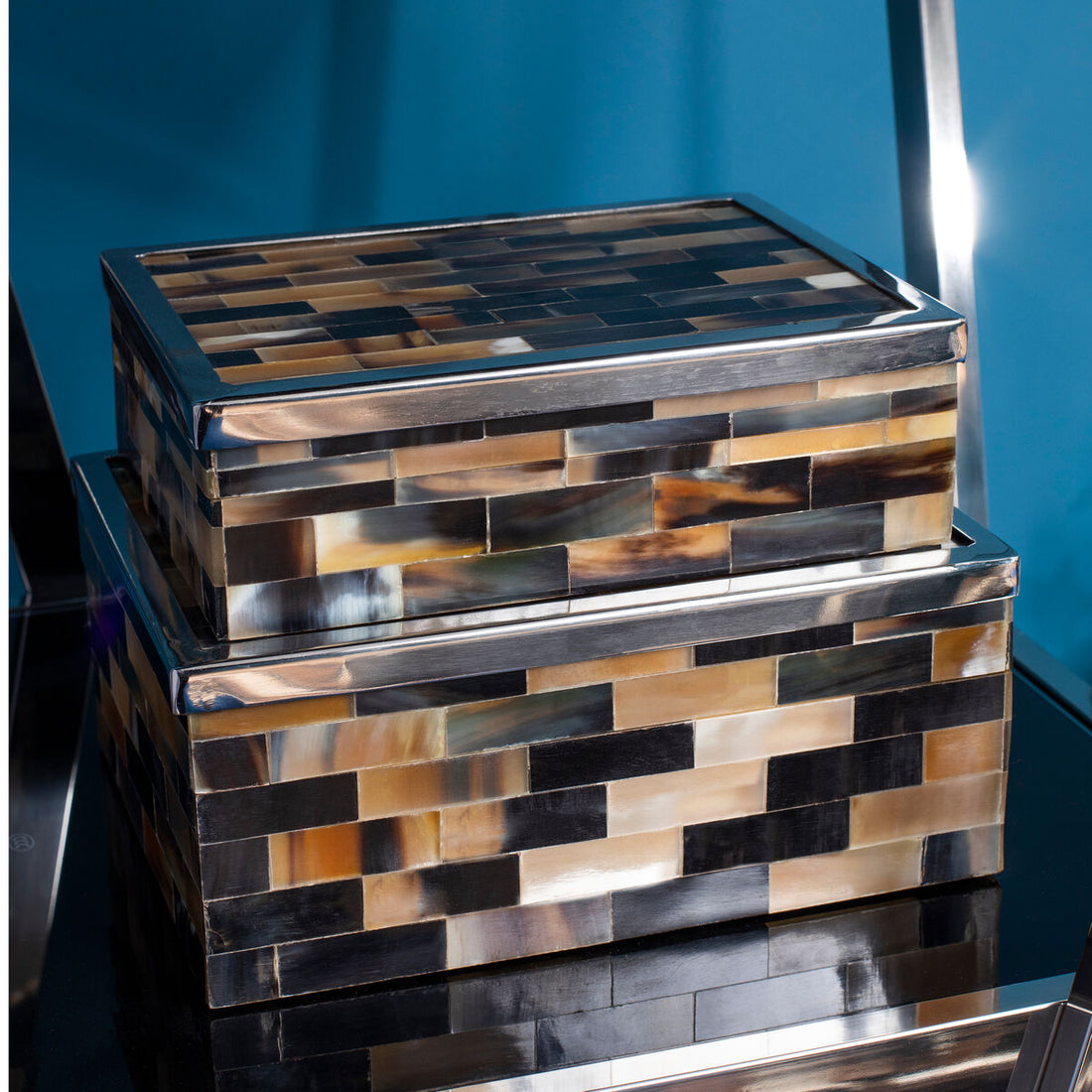 Buffalo Horn Trinket Boxes - Set of 2