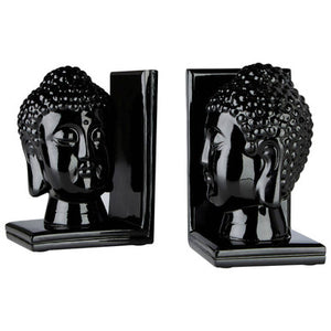Piper Buddha Head Black Bookends