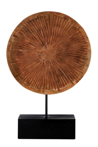 Fidel Large Carved Wood Disc On Stand