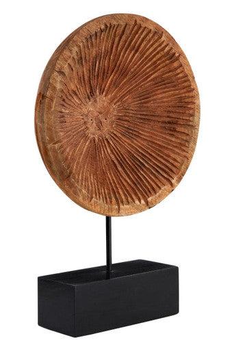 Fidel Large Carved Wood Disc On Stand