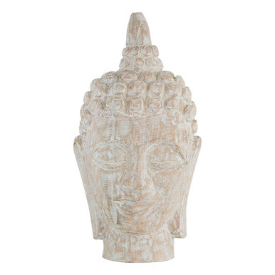 Fausto Mango Wood White Wash Buddha Head