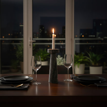 Kira Large Grey Marble Candle Holder